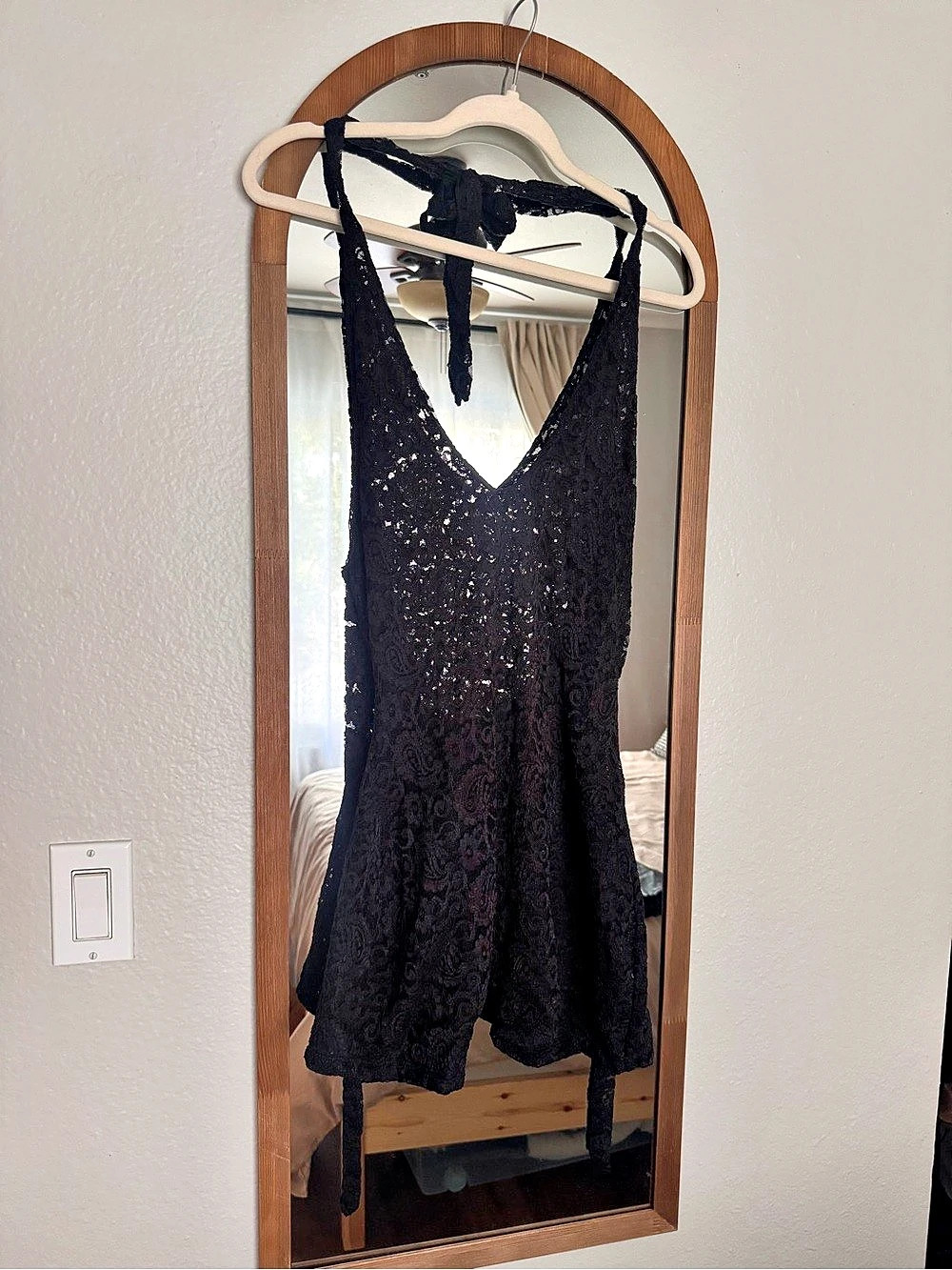 Lace Halter Romper Black